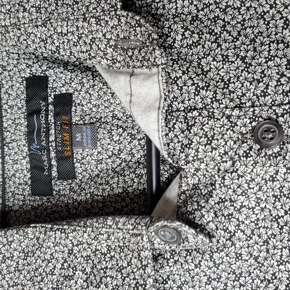 Marc Anthony slim fit stretch floral black and white print dress shirt